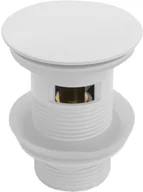 Korki do umywalek - Rea Korek umywalkowy mosiężny klik-klak biały - z otworem przelewowym - miniaturka - grafika 1