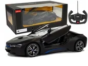 Samochody i pojazdy dla dzieci - Rastar Samochód BMW i8 czarny 132340 - miniaturka - grafika 1