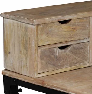 vidaXL Biurko  Sekretarzyk z litego drewna mango i stali 110 x 50 x 96 cm 244947 - Biurka - miniaturka - grafika 7