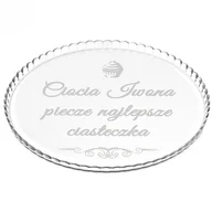 Tace i patery - Murrano Patera szklana na ciasto bez nóżki grawer dla cioci PATR2-028 - miniaturka - grafika 1