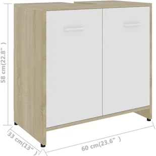 VidaXL Lumarko 4-częściowy zestaw mebli łazienkowych, biel i dąb sonoma 3071716 VidaXL - Meble łazienkowe - miniaturka - grafika 13