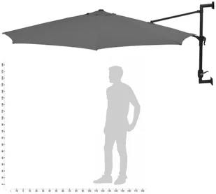vidaXL Parasol ścienny z LED, na metalowym słupku, 300 cm, antracytowy vidaXL - Parasole ogrodowe - miniaturka - grafika 3