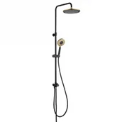 Zestawy prysznicowe - Tiger Splash Akcent Rainfall Zestaw prysznicowy natynkowy z deszczownicą czarny/mosiądz 1715045646 - miniaturka - grafika 1