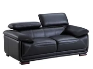 Sofy i kanapy - Vente-Unique Sofa 2-osobowa ze skóry MACELO - Czarny - miniaturka - grafika 1