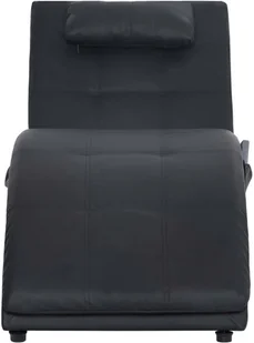 vidaXL Szezlong masujący z poduszką, brązowy, sztuczna skóra - Szezlongi - miniaturka - grafika 6