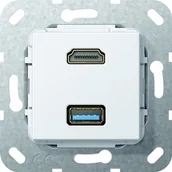 Wyłączniki światła i elektryczne - Gira 567803 HDMI, USB 3.0 A Gender Changer zastosowania, czysta biel 567803 - miniaturka - grafika 1