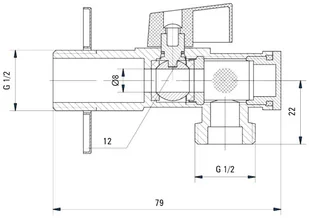 Deante Zawór kątowy kulowy z filtrem 1/2''x1/2'' VFA B63M - Zawory i kraniki - miniaturka - grafika 4