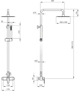 Deante Deszczownia z baterią mieszaczową Corio NAC_01PM - Zestawy prysznicowe - miniaturka - grafika 4