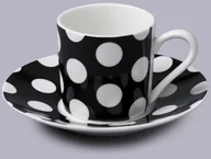 Filiżanki - W.m. bartleet & sons Filiżanka do espresso z talerzykiem w kropki czarny - miniaturka - grafika 1