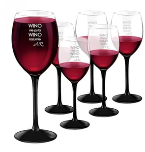 Murrano Kieliszki szklane x6 do wina z czarną nóżką onyx z grawerunkiem dla s 6xSKI-ONYX-024 - Gadżety dla niej i dla niego - miniaturka - grafika 3