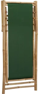 vidaXL Leżak z bambusa i zielonego płótna - Fotele i krzesła ogrodowe - miniaturka - grafika 6