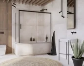 Parawany nawannowe - Radaway Idea Black PN DWJ+S 170 zabudowa nawannowa 1700x1500 czarny przejrzyste front prawy 10042170-54-01R - miniaturka - grafika 1