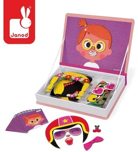 Janod Magnetyczna układanka Śmieszne buzie. Dziewczynka - Układanki dla dzieci - miniaturka - grafika 3