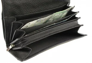 PolskaGalanteria.pl Portfel Damski PolskaGalanteria Z Wstawką Długi Suwak Skóra Naturalna CZARNY WZÓR I D14-WST - Portfele - miniaturka - grafika 6