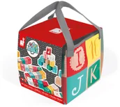 Klocki - Janod Klocki drewniane z matą do zabawy Kubix 40 sztuk litery i cyfry 3700217380779 - miniaturka - grafika 1