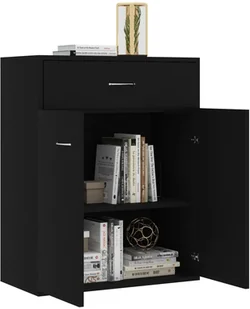 vidaXL Szafka, czarna, 60 x 30 x 75 cm, płyta wiórowa - Szafki do salonu - miniaturka - grafika 6