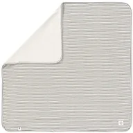 Koce i narzuty dla dzieci - Lassig Koc do przytulania dla niemowląt z certyfikatem GOTS miękki/Interlock Baby Blanket 80 x 80 cm Striped grey/antracyt - miniaturka - grafika 1