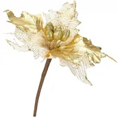 Ozdoby bożonarodzeniowe - Gwiazda betlejemska 26 cm zlota z brokatem poinsecja ozdoba świąteczna CA0801 - miniaturka - grafika 1