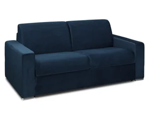 Vente-Unique 3-osobowa rozkładana sofa z weluru CALITO - Kolor granatowy - Łóżko 140 cm - Materac 18cm - Sofy i kanapy Vente-Unique 3-osobowa rozkładana sofa z weluru CALITO - Kolor granatowy - Łóżko 140 cm - Materac 18cm - Sofy i kanapy - miniaturka - grafika 1