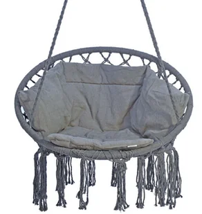 SASKA GARDEN Hamak ażurowy fotel wiszący 80x60cm luxe z poduszką szary 1026954 - Fotele ogrodowe wiszące - miniaturka - grafika 5