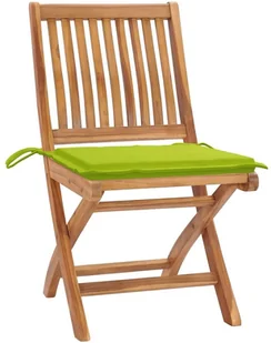 vidaXL Krzesła ogrodowe, 2 szt., jasnozielone poduszki, drewno tekowe! 3062444 - Fotele i krzesła ogrodowe - miniaturka - grafika 2