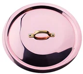 Pokrywki - Pentole Agnelli Pokrywa pentole agnelli, płaski, miedź, mosiądz uchwytu, kolor miedziany, 28 cm ALCU12928 - miniaturka - grafika 1