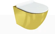 Miski WC - Lavita SOFI SLIM GOLD/WHITE Miska wc wisząca bezrantowa RIM+ złota z białą deską - miniaturka - grafika 1