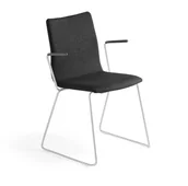 Fotele i krzesła biurowe - AJ Krzesło konferencyjne Ottawa podłokietniki czarna tkanina szary 137765 - miniaturka - grafika 1