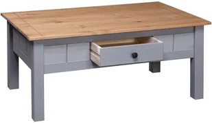 vidaXL Stolik kawowy, szary, 100x60x45 cm, lita sosna, seria Panama - Ławy i stoliki kawowe - miniaturka - grafika 6