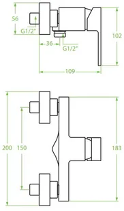 Laveo Kvadrato BLQ 040D - Baterie wannowe i prysznicowe - miniaturka - grafika 2