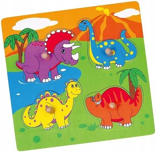 VIGA TOYS Drewniane Puzzle Dinozaury Układanka Niespodzianka Viga Toys 59565 - Układanki dla dzieci - miniaturka - grafika 2