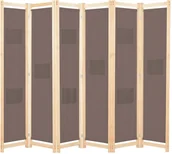 Parawany - vidaXL Parawan 6-panelowy, brązowy, 240 x 170 x 4 cm, tkanina vidaXL - miniaturka - grafika 1