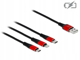 Delock 85892 kabel USB 1 m 2.0 USB A USB C/Micro-USB B/Lightning Czarny, Czerwony - Kable komputerowe i do monitorów - miniaturka - grafika 3