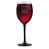 Gadżety dla niej i dla niego - Murrano Kieliszek grawerowany do wina z czarną nóżką onyx dla siostry świ SKI-ONYX-024 - miniaturka - grafika 1