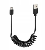 Kable USB - Kabel Przewód Usb Micro - Usb 1m Spiralny Czarny - miniaturka - grafika 1