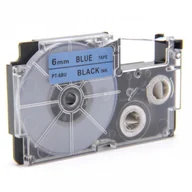 Papier do drukarek - Casio Taśma zamiennik XR-6BU1, 6mm x 8m czarny druk / niebieski podkład - miniaturka - grafika 1