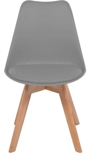 vidaXL Krzesła do jadalni, 4 szt., sztuczna skóra, lite drewno, szare - Krzesła - miniaturka - grafika 3