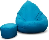 Pufy i podnóżki - Pufa sako XXXL worek + turkus - miniaturka - grafika 1