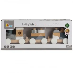 VIGA Viga 51611 Szaro biała kolejka z klockami 2221 - Pociągi dla dzieci - miniaturka - grafika 3