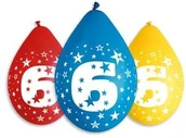 Balony i akcesoria - Amscan Balony wiszące cyfra 6 lat 5 szt 30 cm GS110/6W - miniaturka - grafika 1