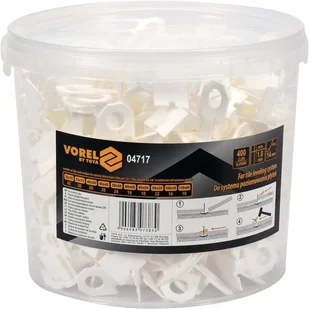Vorel System klipsy do poziomowania płytek 1mm 400szt w wiaderku - Narzędzia glazurnicze - miniaturka - grafika 3