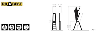 Drabina aluminiowa, 6 stopni wytrzymałość: 125-150 kg (wytrzymałość 125 kg) - Drabiny - miniaturka - grafika 6