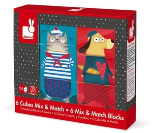 Janod Duże klocki Psy i koty 6 elementów Kubkid, - Klocki - miniaturka - grafika 7