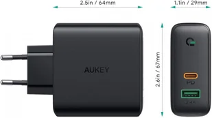 Aukey Ultraszybka ładowarka sieciowa 2xUSB Power Delivery 1xUSB A+1xUSB C 60W 5.4A PA-D3 - Ładowarki do telefonów - miniaturka - grafika 9
