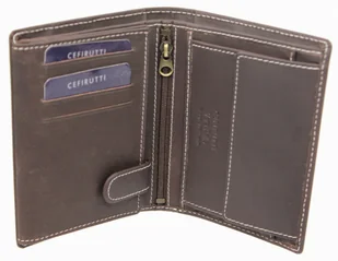 Cefirutti Portfel Męski Skórzany Skóra Licowa Duży Pionowy Bez Zapięcia Dwa Listki Z Zapinką Wewnątrz Matowy HT 7680278 - Portfele - miniaturka - grafika 3