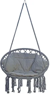 SASKA GARDEN Hamak ażurowy fotel wiszący 80x60cm luxe z poduszką szary 1026954 - Fotele ogrodowe wiszące - miniaturka - grafika 21