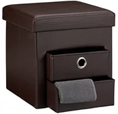 Pufy i podnóżki - Relaxdays składany taboret do siedzenia z miejscem do przechowywania i 2 wyjmowanymi półkami wys. x szer. x gł.: 38 x 38 x 38 cm kostka do siedzenia ze sztucznej skóry do składania z przechowywaniem o 10020367_93 - miniaturka - grafika 1