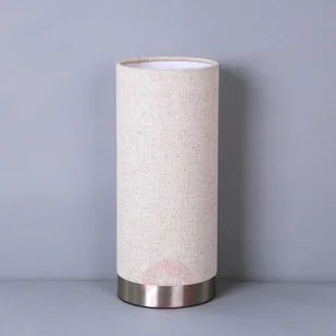 Lampenwelt Kremowa lampa stołowa Ronja z tkaniny - Lampy stojące - miniaturka - grafika 5