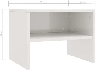 vidaXL Szafka nocna, biała, wysoki połysk, 40x30x30 cm, płyta wiórowa - Szafki nocne - miniaturka - grafika 6