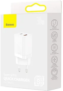 Baseus Super Si Pro szybka ładowarka USB / USB Typ C 30W Power Delivery Quick Charge biały CCSUPP-E02 - Ładowarki do telefonów - miniaturka - grafika 5